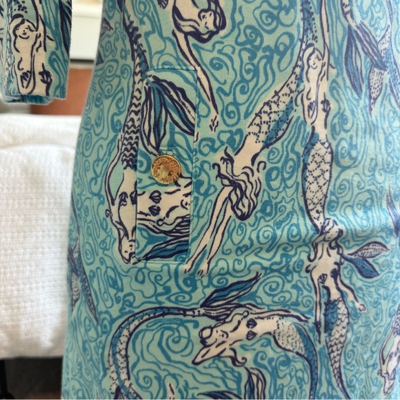 LILLY PULITZER CHARLENE NICE TAIL SPA BLUE MERMAID COTTON STRETCH SHIFT DRESS - Picture 4 of 7